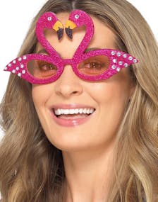 Rosa Flamingo Kostymglasögon med Glitter