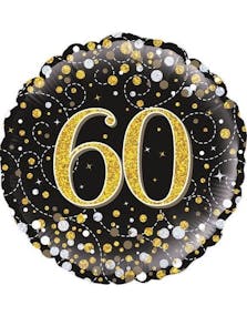 60-års Feiring - Svart og Gullfarget Holografisk Folieballong 45 cm