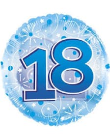 18-års Feiring - Blå Folieballong 45 cm