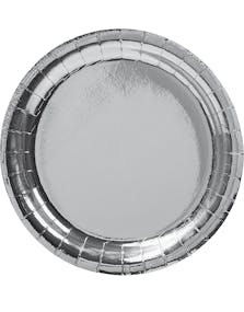8 stk Små Metalliska Silverfärgade Papptallrikar 18 cm