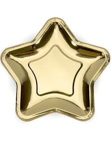 6 stk Guldfärgade Stjärnformade Små Papptallrikar 18 cm