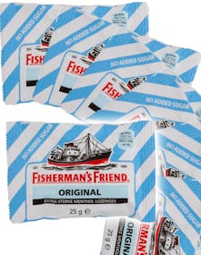 24 stk Sukkerfri Fisherman's Friend med Smak av Menthol og Eucalyptus 25 g - Hel Eske