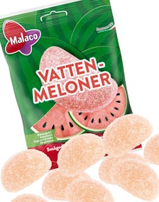 Pose med Malaco Vannmeloner - Syrlige og Søte Vingummibiter 90 gram