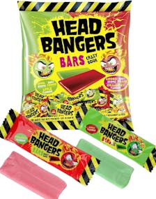 Head Bangers Bars Crazy Sour - Kjempesure Karameller med Eple og Jordbærsmak 200 gram