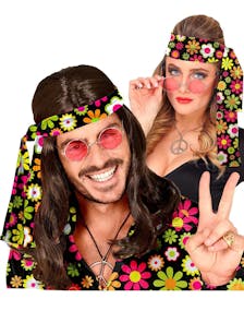 Hippie Pannebånd - Svart med Fargerike Blomster