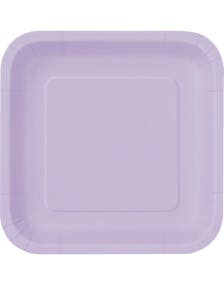 14 stk Fyrkantiga Lavendel Papptallrikar 22 cm
