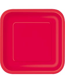 14 st Fyrkantiga Röda Papptallrikar 22 cm