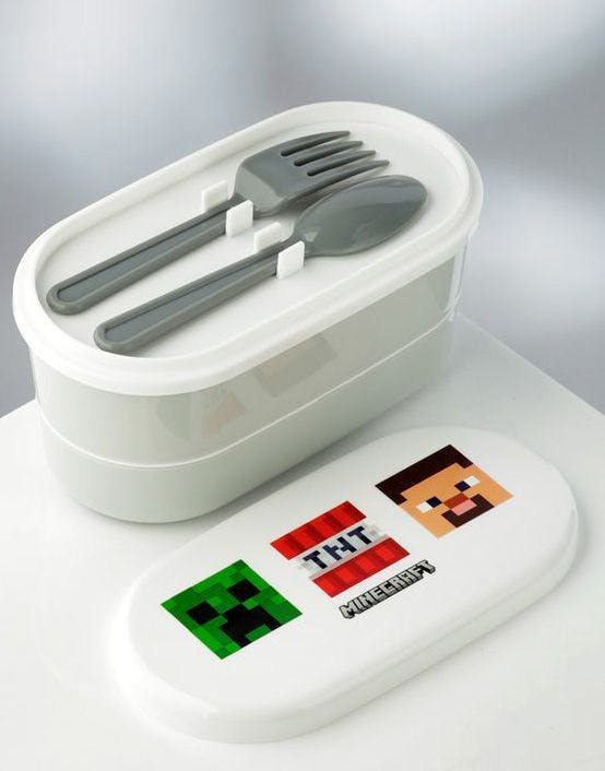Minecraft Room Bento æske med bestik - Frokost/Snacks Box - Til Køkkenet - Hus & Hjem - HUS & GAVER