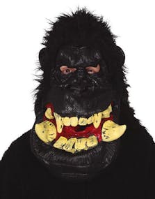 Skummel Gorilla Latexmaske med Pels og Enorm Munn