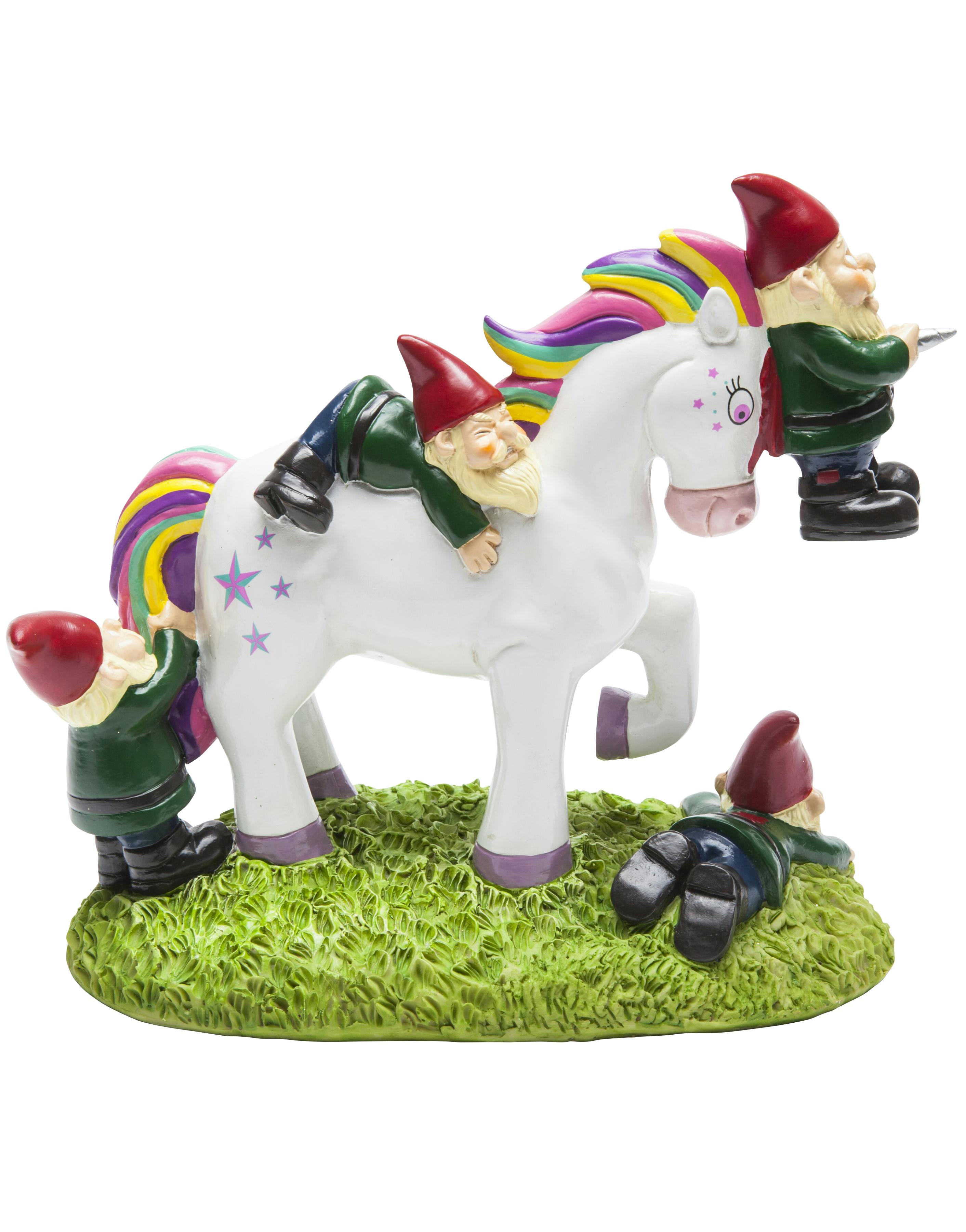 Unicorn Attack Garden Gnome Trädgårdsfigur 25 cm Trädgård och
