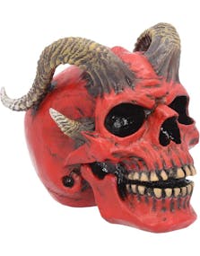 Tenacious Demon - Röd Dödskalle med Horn 13 cm