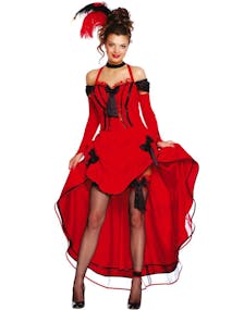 Rød Burlesque Kostymekjole til Dame