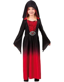 Svart og Rød Kostymekjole til Barn med Hette