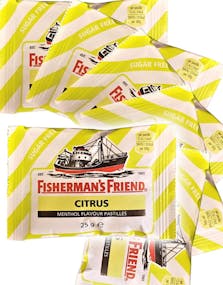 24 stk Sukkerfri Fisherman's Friend med Smak av Citrus 25 g - Hel Eske