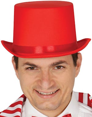 Rød Lux Top Hat i Satin Bånd - Cirkus - Kostumer efter Tema - Kostumer - KARNEVAL