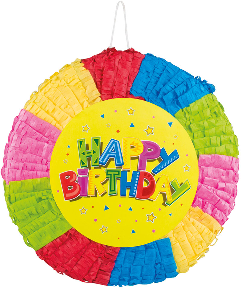 Färgglad Rund Happy Birthday Pinata 40x10 Cm