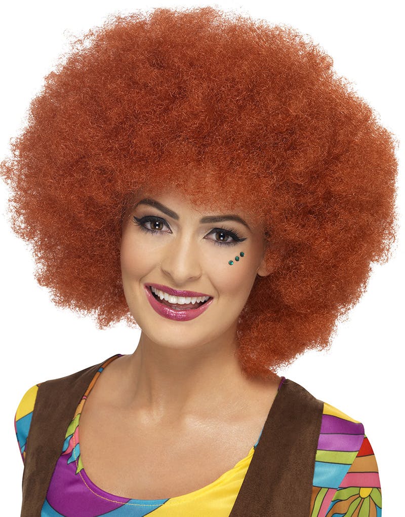 Rødbrun Afroparyk - Brune - Parykker Farve - Karneval- & Partyparykker - Parykker - KARNEVAL