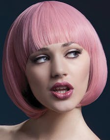 Mia Delux Wig - Kan Styles! - Pastell Rosa Buet Bob Frisyre