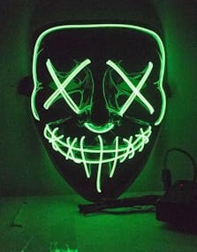 Svart El Wire Purge Maske med Grønn og Blå LED-Lys