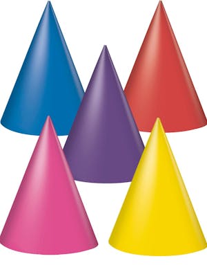 8 Stk Partyhatter i Assorterte Farger 17 cm