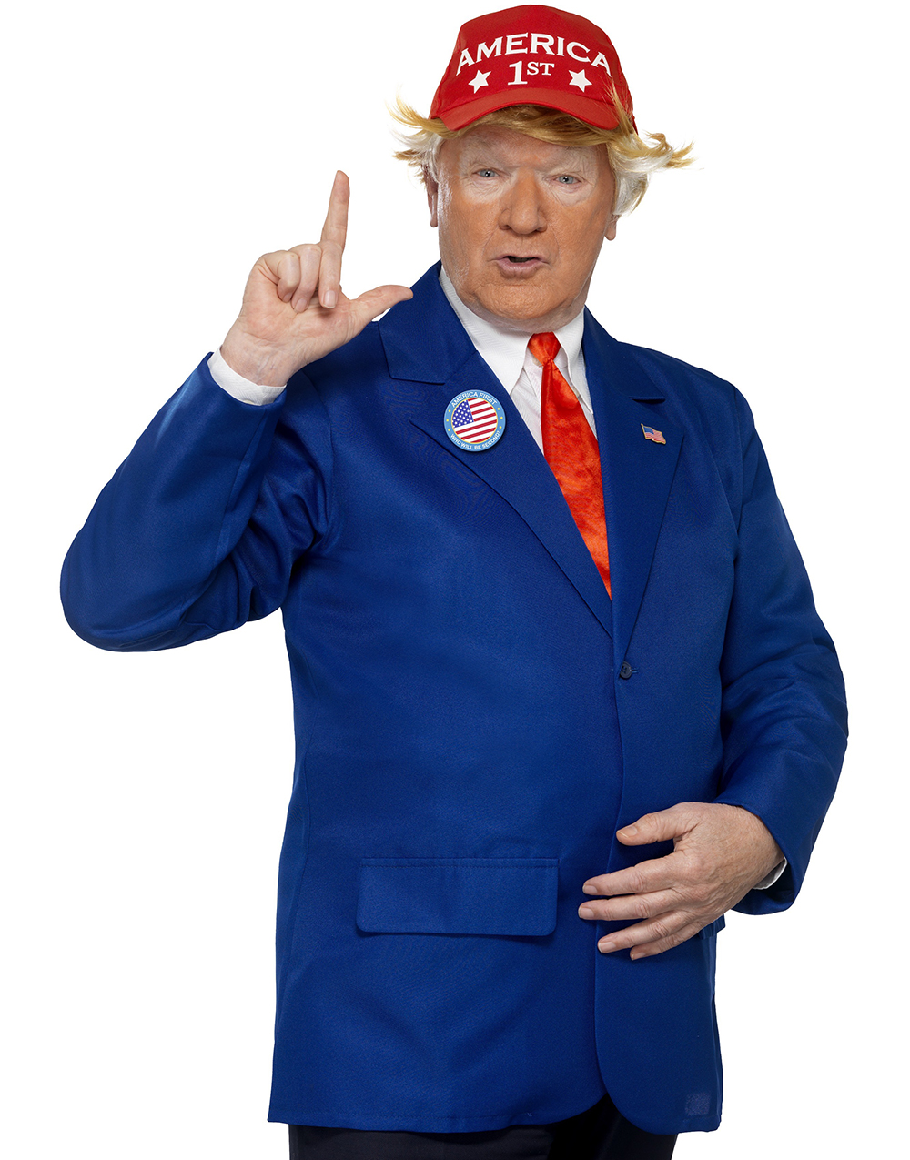 Donald Trump Sett med Kostymejakke, Caps, Slips og Pin - Donald Trump - Kjendiser - Kostymer etter - Kostymer - KARNEVAL