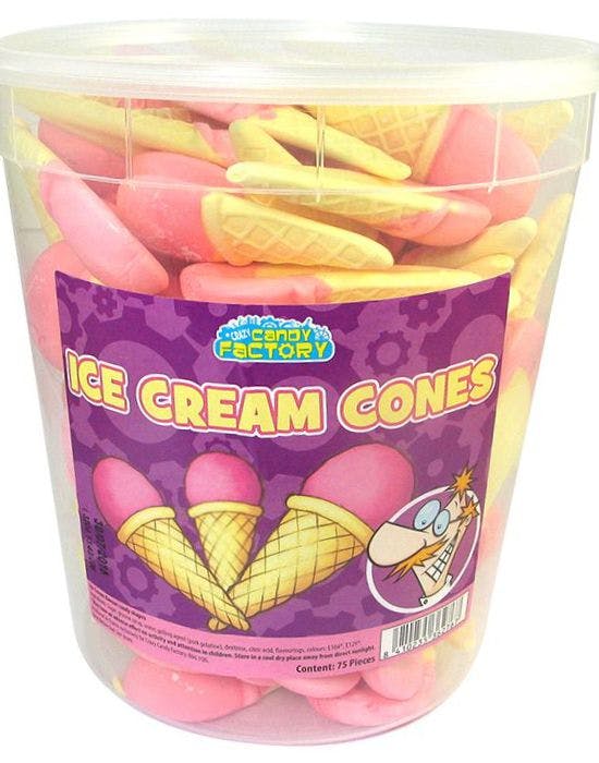75 stk Crazy Candy Factory Ice Cream Cones Stor boks 950 gram Se