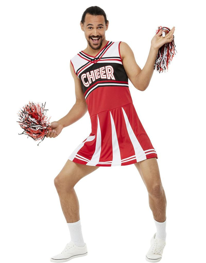 Cheerleader i Rødt og Hvidt til Mand - Cheerleader Sport - Kostumer efter Tema - KARNEVAL