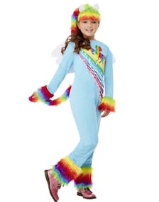 Blått og Regnbuefarget Ponni Kostyme til Barn