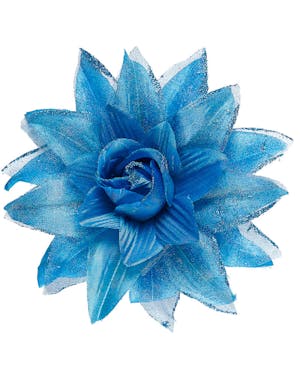 Hårklype med Elegant Blå Blomst og Glitter