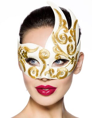 Venetian Lady - Kremhvit/Beige Luksus Maskerade Maske