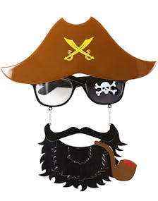Piratbriller med Hatt, Skjegg og Pipe