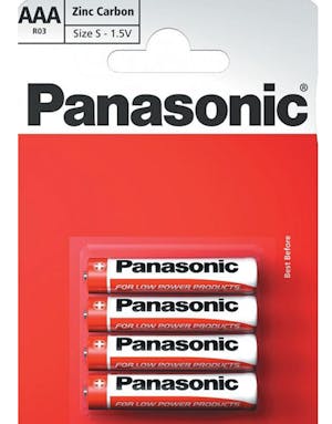 4 stk Panasonic AAA Zink Carbon Batterier