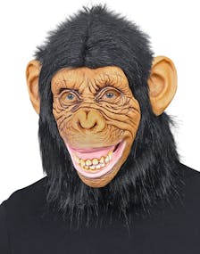 Heldekkende Sjimpanser Latexmaske med Fuskepels 
