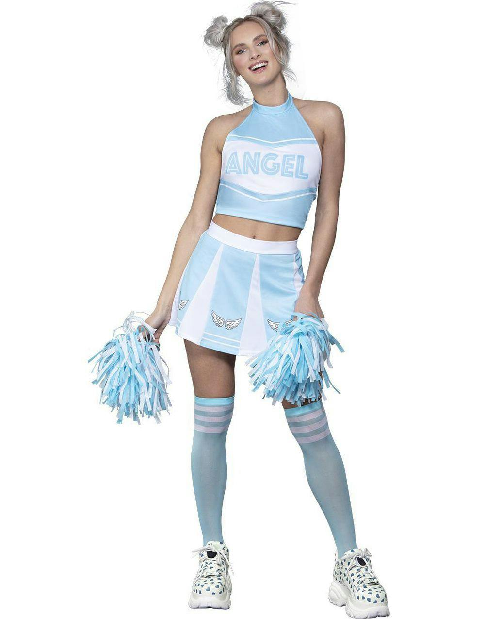 Angel - Blåt Hvidt Cheerleaderkostume Dame - Cheerleader - Sport - Kostumer efter Tema Kostumer - KARNEVAL