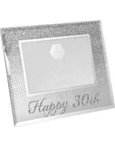 Happy 30th - Silverfärgad Bildram med Glitter 21x17 cm
