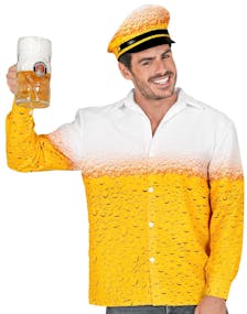 Oktoberfest Beer Man - Kostymeskjorte og Hatt med Øl-motiv