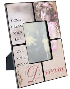 Rosa Vintageinspirerad Fotoram med Text - 33x24 cm