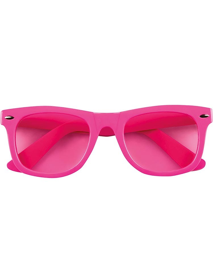 Neon Pink Wayfarer Solbriller med Pink glas - - Diverse - KARNEVAL