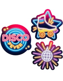 3 stk Store Cut-Out Dekorasjoner - Disco Fever