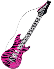 Sebramønstret Oppblåsbar Rosa og Svart El-Gitar - 105 cm