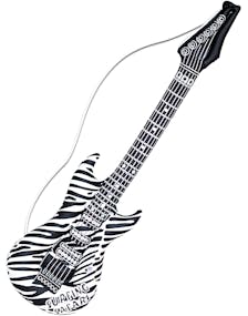 Sebramønstret Oppblåsbar Hvit og Svart El-Gitar - 105 cm