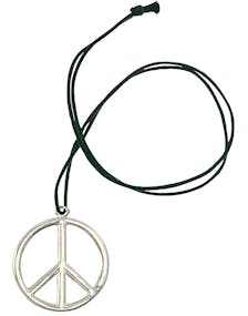 Sølvfarget Peace-Smykke med Svart Tråd