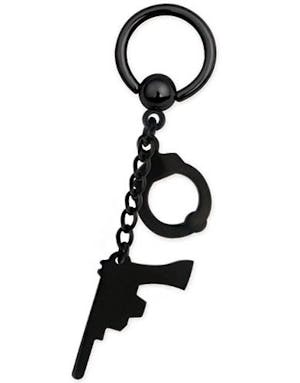 Black Gun & Cuffs BCR Piercing - Strl 1.6 x 10 mm