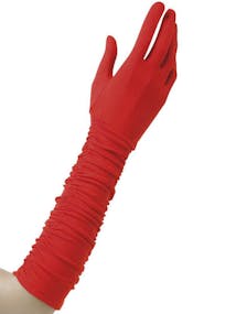 Långa Röda Handskar med Veckad Söm - Maskeradtillbehör