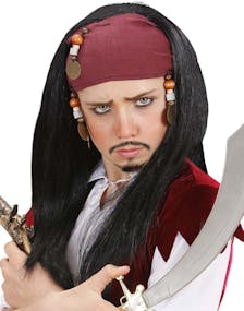 Jack Sparrow - Svart Piratperuk till Barn med huvudbonad