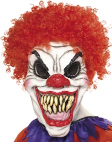 Nightmare Clown - Heldekkende Maske med Hår