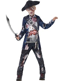 Zombie Pirat Kostym med Fotorealistiskt Tryck till Barn