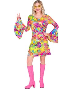 Groovy Hippie Kostymekjole til Dame