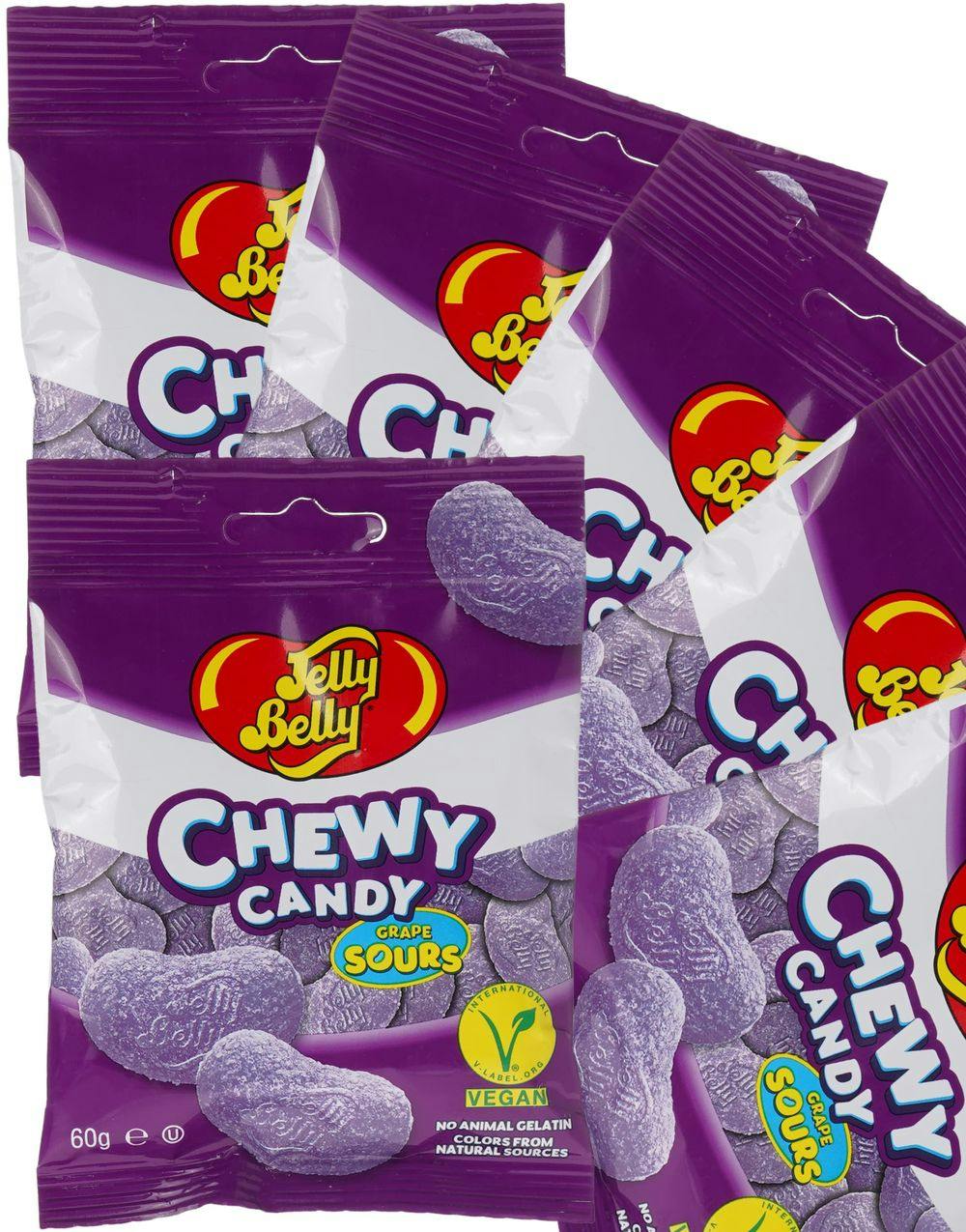 Jelly Belly Chewy Candy Sours Sur Vingummi med Druesmak Hel Eske