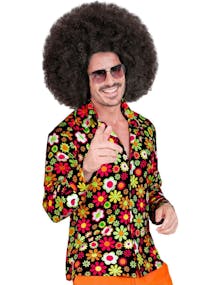 60's Mørk Blomstrete Hippie Kostymeskjorte til Herre